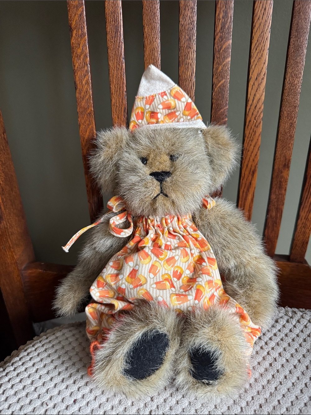 Ganz Plush Teddy Bear with Orange Candy Corn Dress and Hat - Kids Accessory